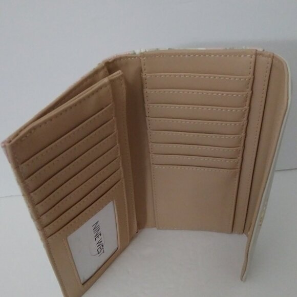 Nine West Norah Floral Beige Tri-fold Wallet - Picture 12 of 14